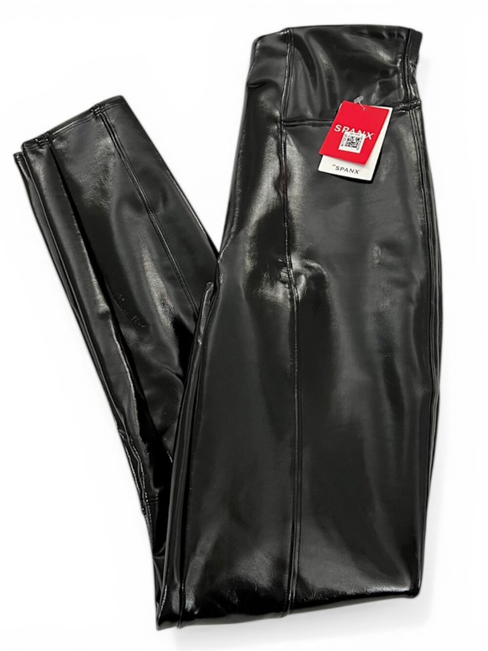 SPANX Black Shiny Faux-Leather High-Rise Leggings NWT Small
